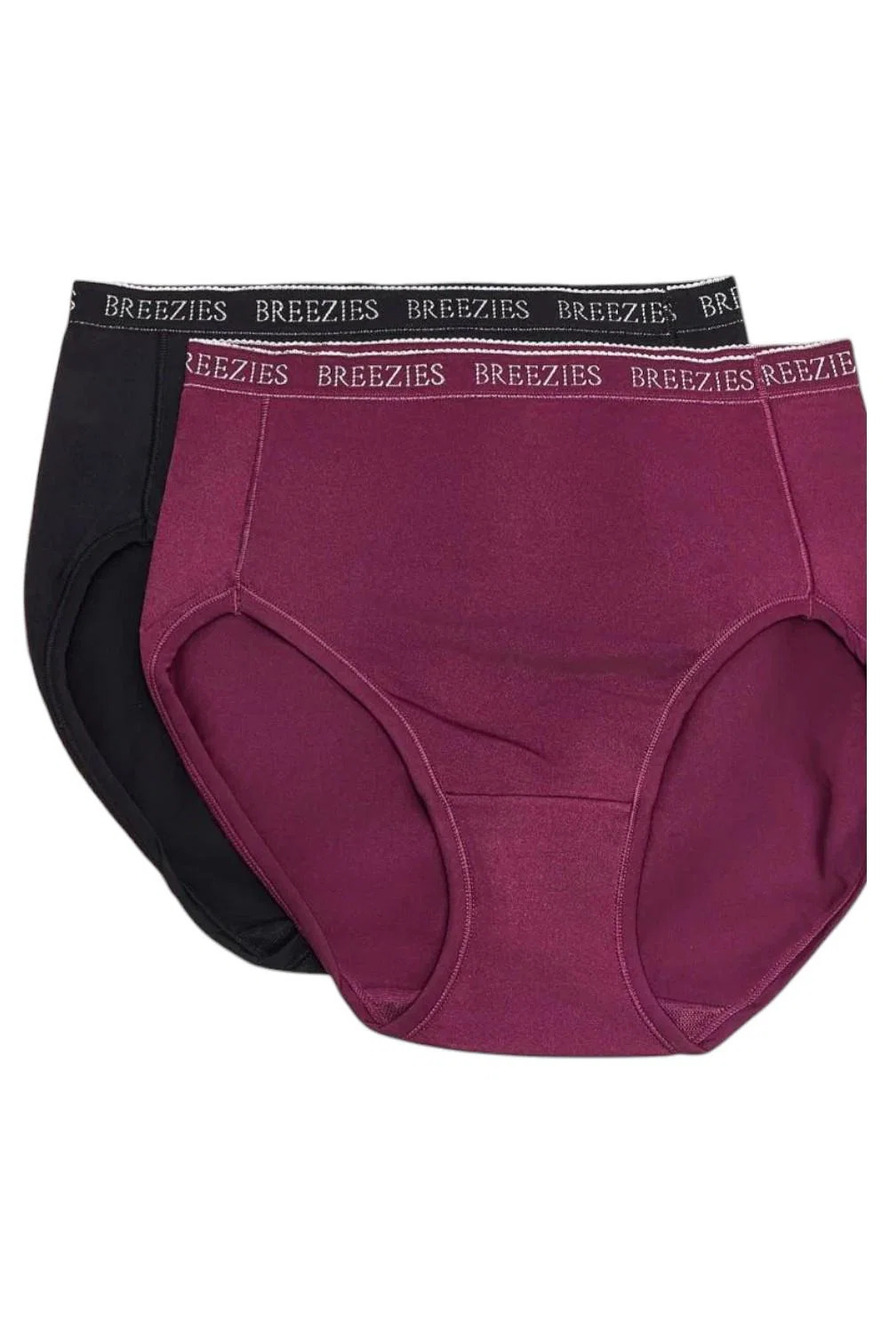 Breezies 2-pack Set Nylon Microfiber Brief Panty Berry - Regular